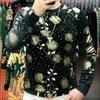 Męskie koszule Paisley Jacquard Velvet O-Neck Długie rękaw T-shirt Social Club Projektant Tee Shirt European Fashion Men Homme