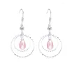 Earrings Fashion Real Natural Pink Pearl Crystal 925 Sterling Silver Dangle Drop For Women Fine Jewelry Wedding Prom