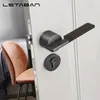 European Style Leather Zinc Alloy Door Handle Lock Interior Bedroom Bathroom AntiTheft Home Toilet Room Safety 231227