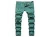 Men039s Jeans Fancy Neon Color Y2K Denim Streetwear Slim Straight Pants Holes Ripped Trousers Green Yellow Pink8428710