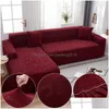 Chaise Couvre Chaise Ers Jacquard P Tissu Vin Rouge Canapé Er Pour Salon Couleur Unie Tout Compris Moderne Élastique Coin Canapé Sliper Dhbmo