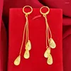 Dangle Earrings Real 14 K Yellow Gold Color For Women Fine Orecchini Bizuteria Gemstone 14K Garnet Jewelry Drop