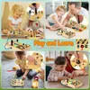 Montessori zajęty desek sensoryczny Zabawy drewniane z LED Light Switch Control Control Action
