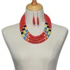 Chaînes Afrique Érythrée Arabe Habesha Moyen-Orient Pendentif en couches Coloré Imitation Perle Collier Collier Boucle D'oreille Ensemble Femmes Cadeau D'anniversaire