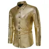 T-shirts pour hommes bouton de mode à manches longues en bas de la chemise carrée en or imprimé veste de jean décontracté manche