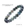 Strand 10pcs Stone naturale 6mm 8mm 10 mm Agate di muschio perle Bracciale Yoga Chakra Healing Bracelets