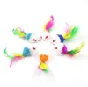 Coloré enleceau doux faux jouets de souris pour chat plume drôle jouant un chien de compagnie petit animal jouet plume chaton9072971