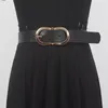 Bälten kvinnors mode svart pu läder cummerbunds kvinnliga klänning korsetter midjeband dekoration brett bälte r2478