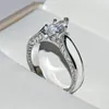 Cluster Rings Luxury Female White Bridal Wedding Ring Set Fashion Filled Jewelry Promise CZ Stone Engagement For Women