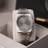 Projektantka Viviane Westwoods obserwuje Western Cesarzową Dowager Full Diamond Modny zegarek Silver Gray Relief Watch Watch Modny stalowy zespół Inl