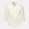 Herren lässige Hemden modische Herren Kleidung stehen Halshark Hemd Wottwäsche Henley Long Sleeve Hippie Beach T.