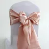 10st/50 st Rose Gold Satin Chair Sash Tie Silk Wedding Stol Bow Ribbon Knot Belts For Party Event El Banquet Decoration 231227