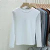 Женские футболки T Tuangbiang Winter Women Women Women Cotton Corpean Slim Fit Version футболка 2023 Сплошные длинные рукавы Осень Осень. Универсальные серые вершины