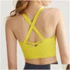 Lu Align BH Yoga Dames Dames Lichtgewicht High Impact Backless Sport Crop Tops Gekruiste bandjes Elastisch Push-up Schokbestendig Workout Drop Dhs3H