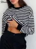 Women's Hoodies Loose Black And White Striped Sweatshirts Women Spring Pullovers Long Sleeve Thin Stripe T Shirts Oversize