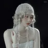 Klipy do włosów w stylu francuskim estetyczne kobiety egzotyczne perły bręczone tasel taniec głowica czapka headprap/hair akcesorium/nakrycie głowy na pokaz ślubny