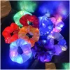 Akcesoria do włosów Luminous Scrunchies LED Fryzjen Kucyk Ponytail Uchwyt Kobiety Dziewczęta Elastyczne satynowe jedwabisty krawat włosy lina acce dhr6u