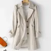 معاطف الخندق النسائية 2023 Fashion Autumn Women Coat Plus 5XL Mid Long Khaki Windbreaker Female Abrigos Brazil Business Weary