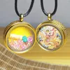 Pendentif Colliers Regong Hand Drawn Thangka Nine Tailed Immortal Écriture Roue Hommes et Femmes