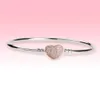 Love Hearts Clasp Wedding Bangle Armband Women Gift Smycken med originallåda för 925 Stelring Silver Cz Diamond Armelets9547314