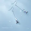 ダングルイヤリングColusiwei Authetic 925 Sterling Silver Fishtail Long Chain Drop for Crystal Bead Earing Women Fashion Jewelry