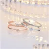 Bagues de bande Mise à jour Bague double couche en or rose 18 carats Bande de doigt Chunky Ouvert Bagues de diamant réglables Fiançailles Mariage Mode J Dhgarden Dhjgu