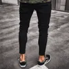 Calça Skinny Denim Hip Design Moda Destruída Jeans Reta Hop Rasgado Calças Masculinas Preto Fit Slim Zipper Desfiado 231227