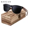 BARCUR Zwarte Walnoot Zonnebril Hout Gepolariseerde Zonnebril Mannen Bril Mannen UV400 Bescherming Brillen Houten Originele Doos 231228