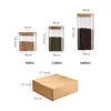 Storage Bottles 1 Set Of 6 Pieces Square Glass Jars Airtight Food Containers With Bamboo Lids Kitchen Snack Shakers