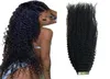 Fita afro encaracolada em extensões de cabelo humano, 40 peças, cor natural, trama de pele para mulheres, cabelo remy mongol 7969456