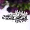 Conjunto de 3 piezas de anillos de corona exquisitos de tendencia para mujer, encantadora novia, accesorios de anillo de moda para boda, joyería elegante para fiesta para mujer