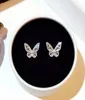 Super Glittering new ins fashion luxury designer diamond zircon lovely beautiful butterfly stud earrings for woman girls2539116