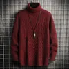 2024 Men S Vinter varma Turtleneck -tröjor Stickade tjock Pullover Casual High Neck Knited Solid Color Hoppers för män 231228