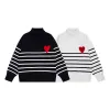Paris Men's Designer Sweater Y2k Hoodie Heart Classic Knitwear Womens Striped Pullover Sweater Cardigan Sailor Collar Street Wear Outware