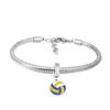 Charm Bracelets Fashion Butterfly Volleyball Pendant Bracelet Women Simple Vintage Stainless Steel Jewelry Accessories