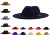 Projektantka najlepsze czapki dla mężczyzn kobiety eleganckie modne solidne filmie fedora hat band szeroko płaskie brzegi jazzowe czapki stylowe trilby Panama Caps7312753