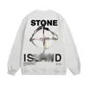 Stone Ss Speckled Ink Flow Cross Compass d Print Loose Round Neck Sweater for Men and Women
