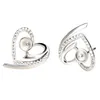 Heart Zircon Sterling 925 Stud Earrings Settings Silver Pearl Mounting Unfinished Earring Jewelry Making 5 Pairs294r