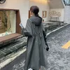 Trench da donna Cappotto grigio da lavoro con cappuccio SuperAen per l'autunno 2024 casual coreano