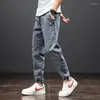 Jeans pour hommes Summer Slim Cordon Japon Harajuku Streetwear Denim Harlem Casual Joggers Sept Pantalons