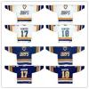 Mens Womens Youth Hanson Brothers Charlestown Chiefs 17 Steve Hanson 18 Jeff Hanson Hockey Jersey Blue White Slap Shot Movie Size S-5XL