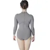 Stage Wear Retail Wholesale Black Cotton/Lycra Long Sleeve Turtle-Neck Zipper Back Ballet Leotard For Girls And Ladies