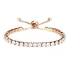 Pulsera de circón con micromosaico para mujer, pulsera de tenis Simple para pareja, joyería ajustable, pulseras de plata y oro rosa 11246N