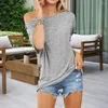 T-shirts pour femmes beaux surdimension lâches ajustement épaule haut de gamme Femmes tuniques décontractées manches à bureau