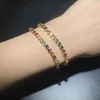 Schakelarmbanden Klassiek hart Tennisarmband 5A Zirkonia Witte en regenboogstenen Vergulde kleur 17 cm Sieraden voor dames Accessoires