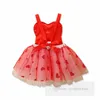 2024 Sommer Kleine Mädchen Pailletten Liebe Herz Hosenträgerkleid Kinder Bögen rückenfreies Spitzentüllkleid Valentinstag Kinder Partykleidung Z6377