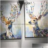 Pinturas crianças sala decoração de parede abstrata veado de cervo oduro pintura de arte de arte sem moldura de venda de animais 210310 Drop Deli Dhml3