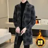 Winter plus cotton thickening high-end fashion all-in-one Korean slim handsome men's woolen coat long trench coat Thick Winter 231227