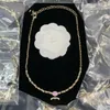 18K Altın Kaplama Kolye Kolye Moda Tasarımcısı Marka C-Mezar Yıldız Rhinestone Crystal İnci Kolyeler Şemletme Zinciri Düğün Kanalı Takılar KX22A