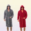 Mens Robes Men Casual Bathrobe Autumn Winter Solid Hooded Towel Soft Gown Midi Robe Nightgown Male Loose Home Wear 2208263751009